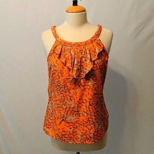 Banana Republic Orange Animal Print Top Size Medium